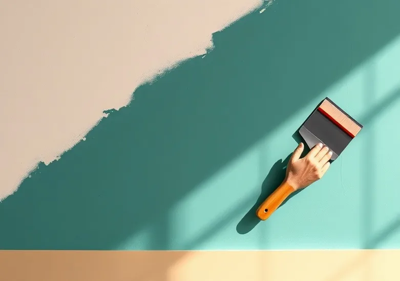 Application d'un enduit décoratif à la lisseuse sur un mur